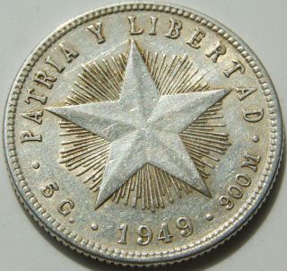 Caribbean Island Silver Coin 20 Centavos 1949 photo