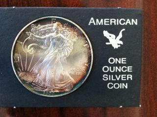 1995 $1.  American Eagle 1 Oz.  999 Fine Silver Coin Toning photo