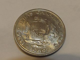 Portugal 100 Escudos Coin 1989,  Discovery Of Canary Islands - Boat - Unc photo