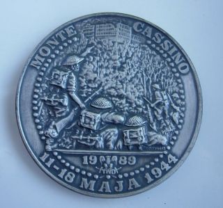 Polish Poland Monte Cassino Wwii Commemorative Medal Silvered Type photo