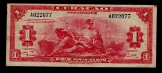 Curacao 1 Gulden 1942 A Pick 35a Fine,  Banknote. photo