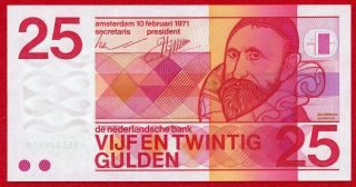1971 Netherlands 25 Gulden Note 92a Crisp Unc photo