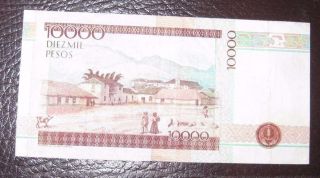 Bills 10000 Pesos Paper Colombia Money Very Fine Banknote photo