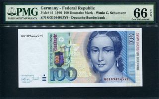 Germany - Federal Rep.  1996,  100 Deutsche Mark,  P46,  Pmg 66 Epq Gem Unc photo