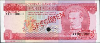 Barbados 1 Dollar Tdlr Specimen 1973 P29s Gem Uncirculated photo