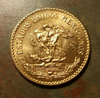 1959 Mexican 20 Pesos Gold Coin photo