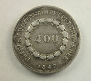 Brazil 400 Reis,  1847,  Circulated,  Uncertified photo