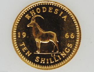1966 Rhodesia Proof Gold 10 Shillings Luster Only 6,  000 Minted C - 5 photo