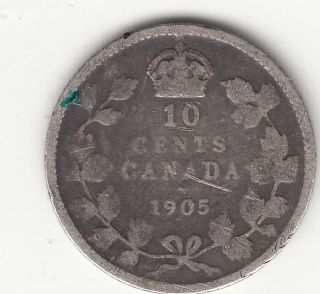 . 925 Silver 1905 Edward Vii 10 Cent Piece G 4 photo