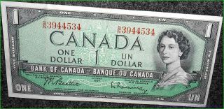 1954 Bank Of Canada 1.  00 Dollar Bank Note Uninsured photo