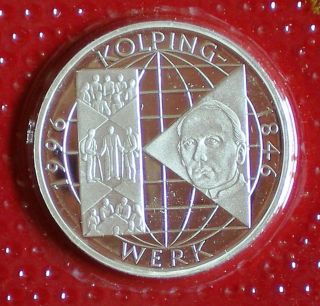 10 Dm Adolph Kolping 1996 Silver Coin (625) Proof Rare photo