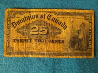 1900 Dominion Of Canada 25c Bank Note 