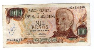 Argentina Note 1975 1000 Pesos Decreto Ley Series B - P 299 - B 2439 photo
