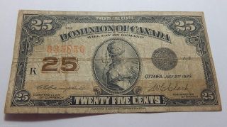 1923 Canada 25 Cent Shinplaster Banknote Note - Campbell / Clark Signatures photo