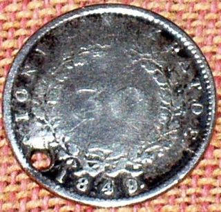 Greece Greek Grece Silver 30 Lepta Lepto Lepton Drachma Drachmai Coin 1849 Hole photo