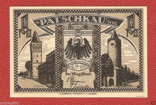 Germany Patschkau Schl 1 Mark Mk Banknote Notgeld Uncirculated Flemming Wiskott photo