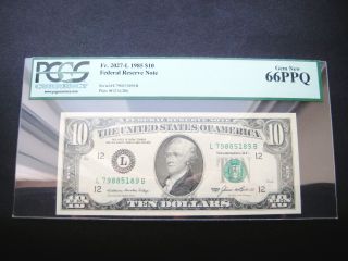 $10 1985 L San Francisco Federal Reserve Choice Unc Bu Note Pcgs 66 Ppq photo