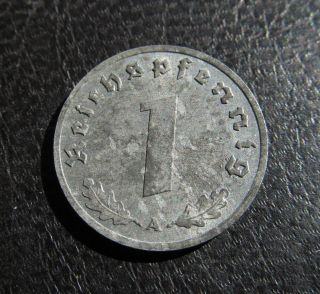 Reichspfennig 1943 A.  Nazi German Coin.  Km 97.  Very Fine.  P832 photo