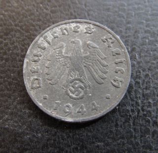Reichspfennig 1944 E.  Nazi German Coin.  Km 97.  Very Fine.  P835 photo