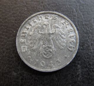 Reichspfennig 1943 B.  Nazi German Coin.  Km 97.  Very Fine.  P834 photo