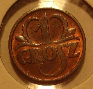 1939 1 Gr Poland Bronze Coin photo