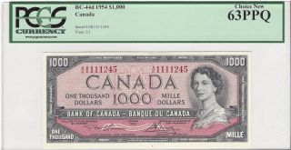 1954 Canada 1000 Dollar Note Pcgs Choice 63 Ppq photo