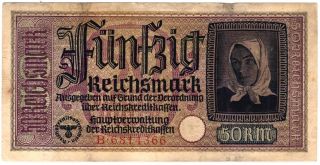 German Occupied Territories 1940 - 45 50 Reichmark Pick R140 Historic Ww Ii Note photo