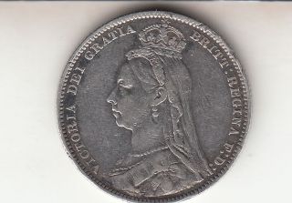 1889 Queen Victoria Sterling Silver Shilling British Coin photo