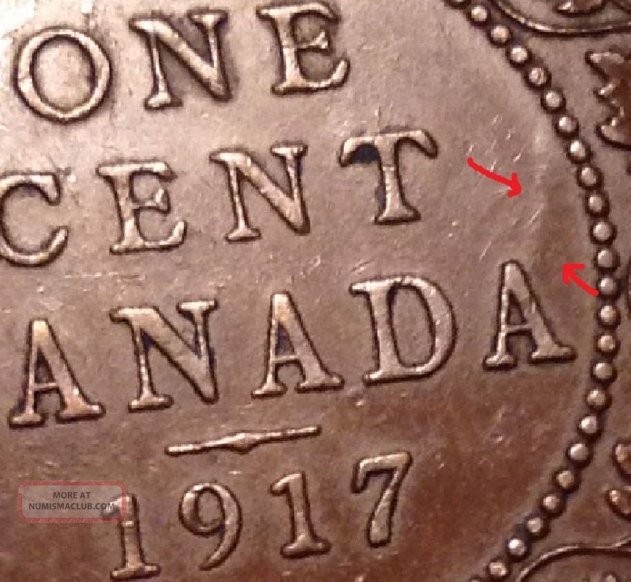 Canada 1917 Large Cent George V Xf - Au Die Clash Coins: Canada photo
