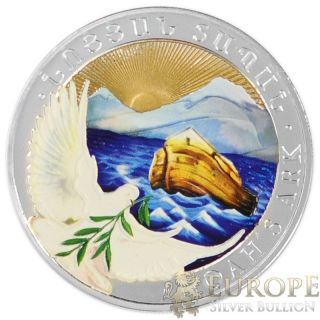 2014 1 Oz Ounce Silver Armenian Noah ' S Ark Coin Colorized Edition 999 Rare photo