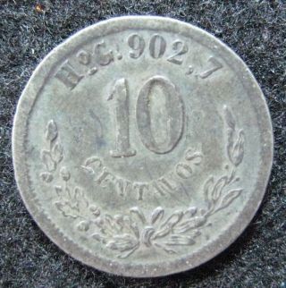 1891 Ho G Mexico 10 Centavos photo