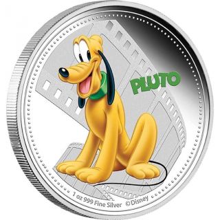 2014 Niue 1 Oz Silver $2 Pluto Colorized Disney Coin photo