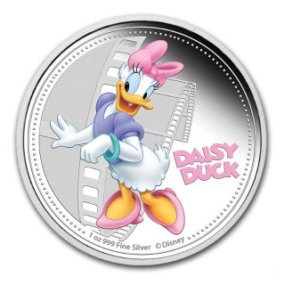2014 Niue 1 Oz Silver $2 Daisy Duck Colorized Disney Coin photo