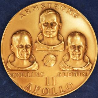 Apollo 11 First Lunar Landing Commemorative Bronze Medal - Medallic Art.  Co Bv20 photo