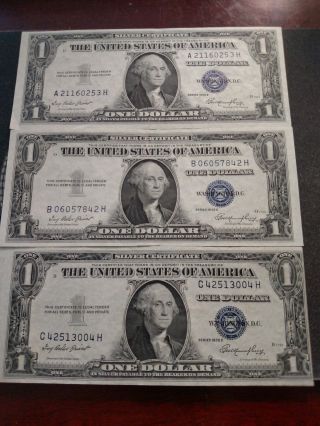 3 $1 1935 E Silver Certificates Choice About Uncirculated photo
