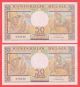 2x50 Francs A/unc Consecutive Numbers Hard To Find Europe photo 1