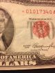 1953 $2 Dollar Bill Paper Money Red Seal Star Note Vintageusa Small Size Notes photo 2