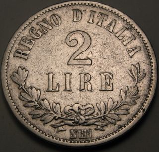 Italy 2 Lire 1863n Bn - Silver - Vittorio Emanuele Ii.  - F - 2652 猫 photo