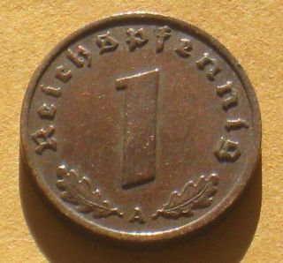 Old Coin Of Nazi Germany 1rp 1937a W/ Swastika Berlin photo