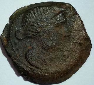 Ancient Spanish Bronze Coin Æ Semis Córdoba Venus And Cupid 45 Bc photo