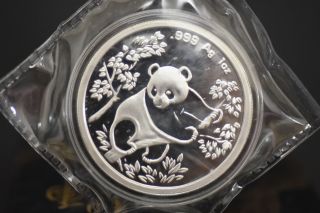 1992 China 1 Troy Oz Silver Chinese Panda Coin With 10 Yuan photo