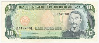 1990 Dominican Republic 10 Pesos Oro Bank Note photo