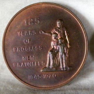 Bb Braunfels Texas Bronze Medal 125 Years 1970 Token photo