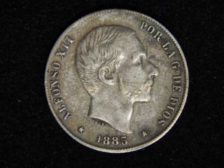 1885 Phillipines 20 Centimos - Silver - Alfonso Xii photo