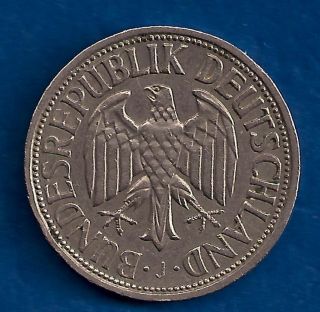 1950 - J German Federal Republic 1 Mark Hamburg Eagle Obverse Deutsche Coin photo