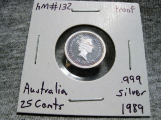 Australia 25 Cents 1989.  999 Silver Proof The Dump Mythical Wandjina Km 132 photo