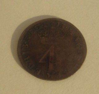 Very Good English Queen Anne Silver 4 Pence C.  1713 From A Commodore ' S Estate photo
