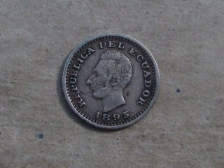 Ecuador 1893 Silver 1/2 Decimo Coin Km 55.  1 photo