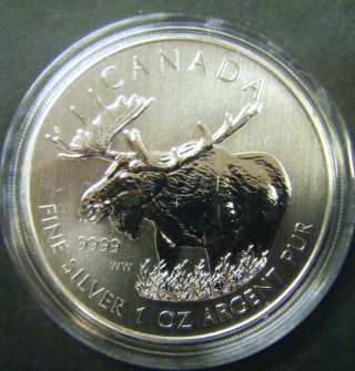 2012 Canada $5 Moose Wild Life Series 1oz.  9999 Fine Silver Bullion Coin Round photo