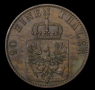 German States Prussia 4 Pfennig 1862 A Wilhelm I Km 483 Copper Coin,  Eagle photo